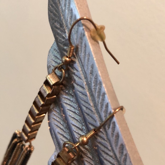 high end mixed metal long pierced earrings - Picture 9 of 9